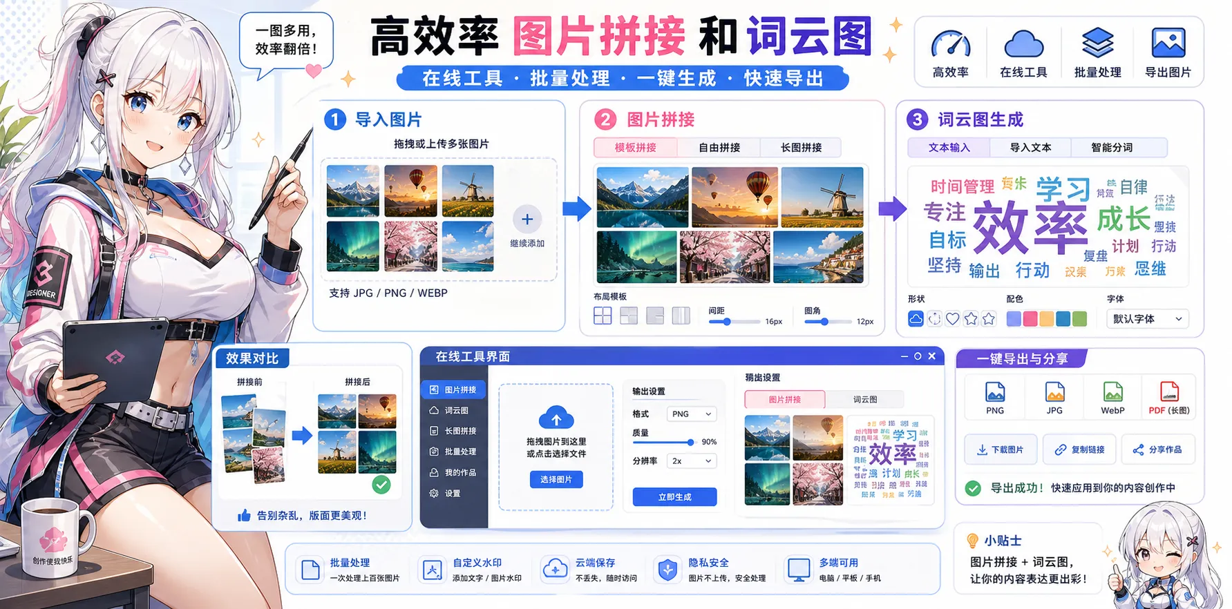 高效率图片拼接和生成词云图 头图
